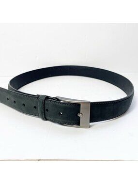 Swiss Gear Black Leather Belt Silver Buckle 43" Long Durable Adjustable Stylish
